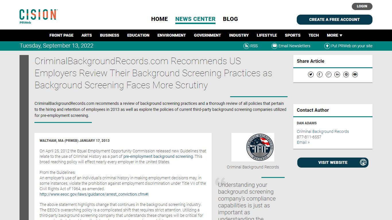 CriminalBackgroundRecords.com Recommends US Employers Review Their ...